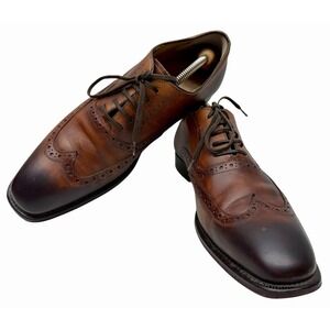 FRATELLI ROSSETTI Tan 2-Tone Leather Lace-Up Men's Shoes Sz-10.5 Made In Italy